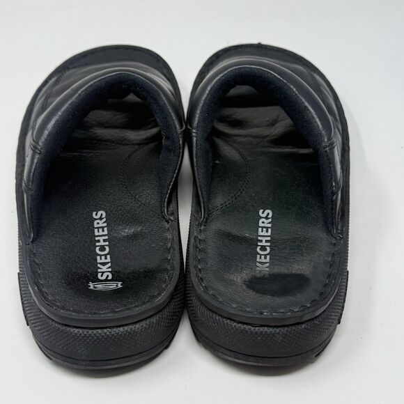 Skechers Jammers Slide Sandals Mens 11 Black Leather Chunky Sole Vintage Y2K - Picture 10 of 14